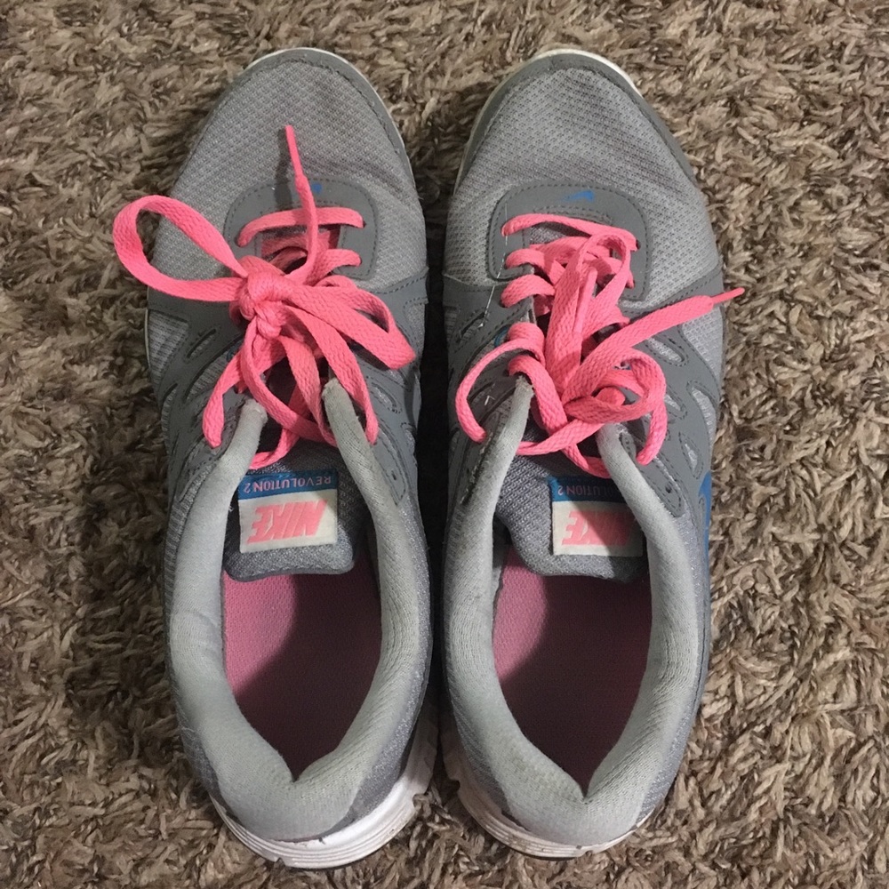 Nike Running Shoes - Gray, Blue & Pink Laces